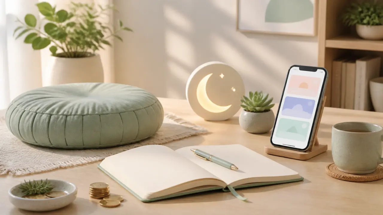 Illustration apaisante pour méditation, sommeil et journaling