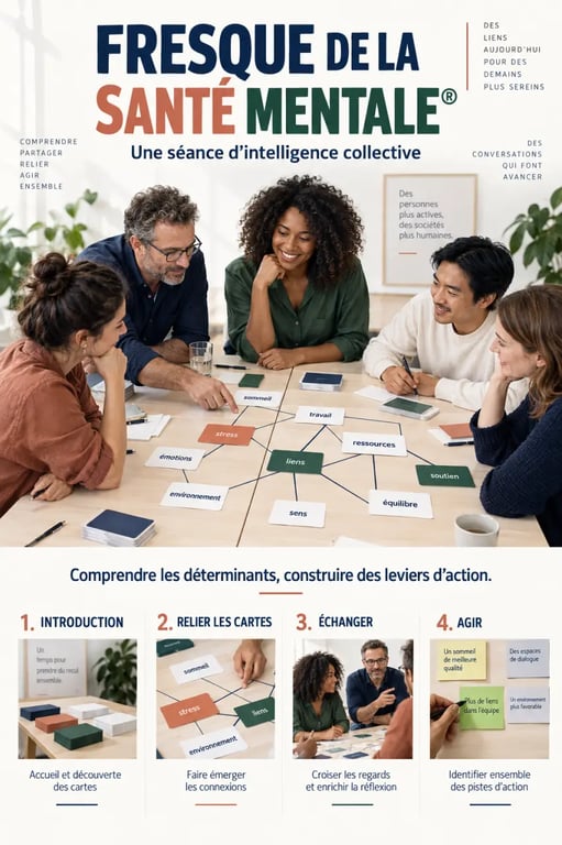 Fresque de la Santé Mentale : déroulement d’un atelier participatif avec cartes et pistes d’action