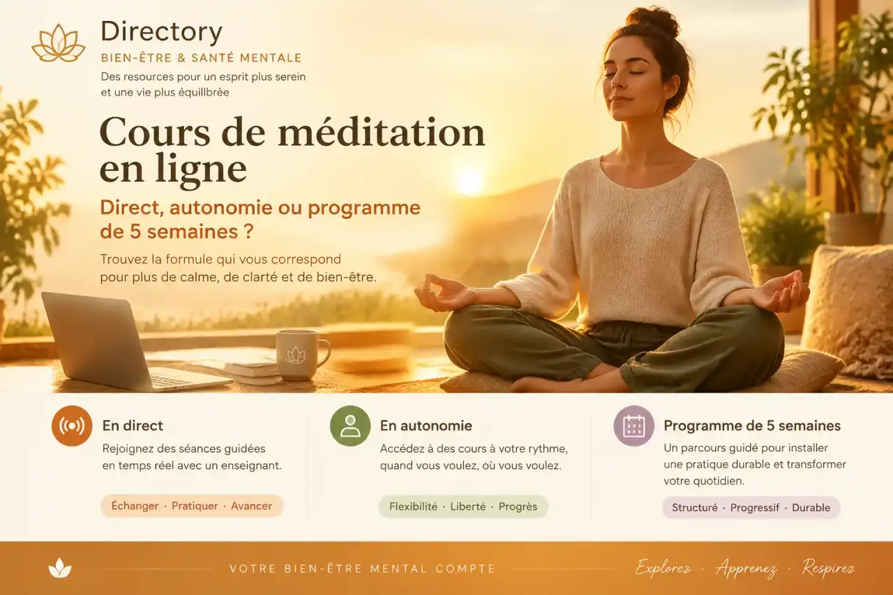 Cours de méditation en ligne : direct, autonomie ou programme de 5 semaines ?