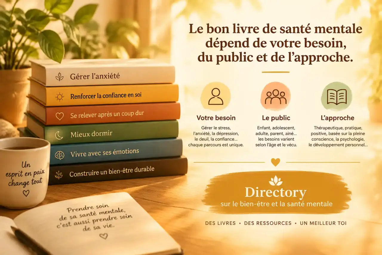 Le bon livre de santé mentale dépend de votre besoin, du public et de l’approche