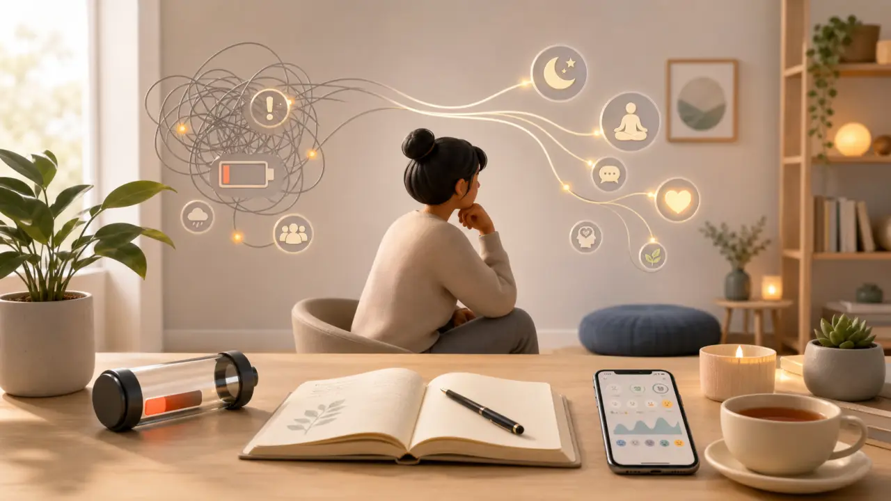Illustration abstraite des signaux subtils du burn-out